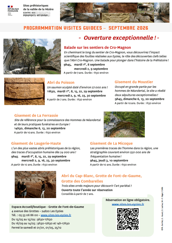 Le mois de septembre sur les Sites préhistoriques de la vallée de la Vézère